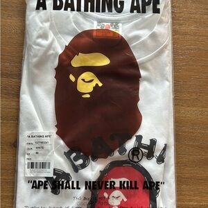 A Bathing Ape White T-Shirt with Red Logo